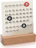 Bordskalender med evighetskalender – manuell inställning – dekorativ träbas – schema – datumplanerare – vit