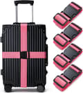 Bagageremmar för resväskor, justerbar bagagerem/spännrem, 4-pack, rosa Pink