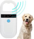 Hund mikrochip läsare, husdjurschip scanner med OLED-display, stöder FDX-B (ISO11784/11785) och EMID mikrochips, för djurhantering.