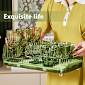 Miniatyrbild 4 av 7: Diskställ, platsbesparande design, robust diskställ för kök, multifunktionell redskapshållare med snabbt dräneringssystem (Grön)