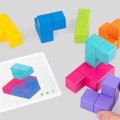 Miniatyrbild 2 av 6: Trähjärngympa, 3D Tetris Tangram-pussel med 7 färgglada kuber Pusselspel för barn och vuxna