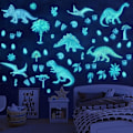 Miniatyrbild 4 av 6: Självlysande dinosaurie väggdekaler, självhäftande dinosaurie väggdekaler för barnrum för självlysande dekaler, dino ljusdekaler vägg