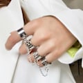 Miniatyrbillede 4 af 5: Kæde Ring Rustfri Justerbar Punk Stil Cool Hip Pop Multi-lags Smykker Til Forlovelse