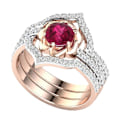 Miniatyrbillede 1 af 4: 3 stk. Elegante Kvinders Faux Ruby Rhinestone Indlagt Finger Ring Bånd Smykker Gave US 5