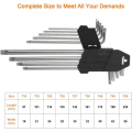 Miniatyrbilde 2 av 4: 9 stk Torx Allen nøkkelsett stjerne sekskant (metrisk/Torx) lang arm med CRV håndtak Torx offset skrutrekkersett T10 T15 T20 T25 T