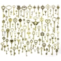 Miniatyrbillede 1 af 5: 100 stk. Store antikke bronze skeletnøgler rustikke nøgler til bryllupsdekoration, halskædevedhæng