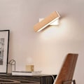 Miniatyrbillede 2 af 5: LED indendørs væglampe, 360° rotation med enkel massiv træbelysning Moderne væglampe til soveværelse