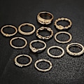 Miniatyrbillede 4 af 4: 12 stk. Dame Retro Twisted Carved Knuckle Finger Ringe Rhinestone Ring Sæt Smykker