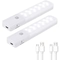 Miniatyrbillede 1 af 5: Trådløs natlampe med bevægelsessensor, 18 LED genopladelig batterilampe automatisk nattelys til skab, skab, garage, gang (2-pak)