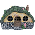 Miniatyrbilde 2 av 5: Fe-hage Statue Hus Figur, Vakkert Peis Hus med Solcelle LED Lys for Innendørs Utendørs Patio Hage Plen