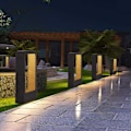 Miniatyrbillede 2 af 5: Pullertlampe LED stikkontakt 7W 3000k IP65 Terrasse Udendørsbelysning Havelampe Sort Varm hvid design Vandtæt