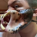 Miniatyrbild 3 av 5: Latex Halvmask Predator Mask Läskig Halloweenfest Rekvisita Cosplay Kostym Rollspel För Vuxen Unisex Presenter