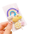 Miniatyrbillede 1 af 5: 3 stk. Søde Børnehårspænder med Regnbue-Lollipops og Sky Baby Pige Hårtilbehør Uden Yellow Cloud