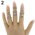Pikkukuva 3 / 4: 10 kpl/setti Naisten Punk Vintage Strass kaiverrettu ontto Midi Knuckle Ring Set Gold