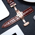 Miniatyrbild 4 av 5: Läderarmband för klocka, herr och dam, utbytesalligatorrem med fjärilslås i silver - 2,4 ljusbrun