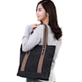 Miniatyrbillede 4 af 5: Dametasker i Canvas Skuldertaske Retro Casual Håndtasker Arbejdstaske Tote Punge A916-354 black