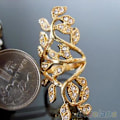 Miniatyrbillede 3 af 5: Kvinde Mode Skinnende Rhinestone Hul Blad Led Knogle Ring Smykker Silver