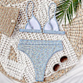 Miniatyrbild 3 av 4: Kvinnors baddräkt med hög midja, push-up bikini set, baddräkt, strandkläder Blue M
