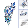 Miniatyrbillede 2 af 4: Kvinde Krystal Glas Brosche Skinnende Blade Revers Pin Badge Taske Tøj Dekoration