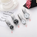 Miniatyrbillede 3 af 5: Rustfrit Stålbånd Legering Elskere Business Quartz Urværk Håndledsur Elastisk Rem Bånd Par Håndledsur Relogio Feminino