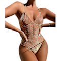 Miniatyrbilde 1 av 4: Glitterende Monokini Badedrakt for Kvinner med Push-Up Effekt, Endelt Badetøy Gold L