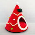 Miniatyrbild 1 av 3: Julhatt för Katt, Vindtät Kattkoja, Julvarm Kattbädd för Vinter, Bekväm Kattbädd, Röd