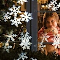 Miniatyrbilde 2 av 5: Juleprojektor LED Snøflak Lampe Vanntett Lys for Utendørs Innendørs Jul Fest Hagebelysning Dekorasjon, Hvit S