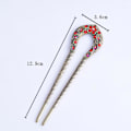 Miniatyrbillede 3 af 4: Hanfu Hårspænde Daglig Brug Rhinestones Dekoration Trin Ryst U-formet Hårspænde Red