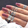 Miniatyrbilde 2 av 4: 9 stk Vintage Kvinners Hule Utskjæringsblomsterblader Åpen Knuckle Ringsett