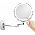 Miniatyrbild 1 av 5: Väggmonterad 10x förstoringsspegel med LED-belysning, 25 cm, sminkningsspegel med 0,5 timmars automatisk avstängningsfunktion, drivs av 4 AAA-batterier