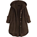 Miniatyrbild 1 av 2: Brun 4XL plus-size fleece-huvtröja för kvinnor brown 4XL