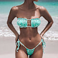 Miniatyrbild 2 av 3: Baddräkt för kvinnor, bandeau-bikiniset med spetsar, strapless, tång, badkläder, strandkläder Green L