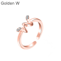 Pikkukuva 4 / 5: Muodi Naiset Yksinkertainen A-Z Englannin Aakkoset Kirjain Timantti Avorenkaan Korut Rose Gold A