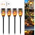 Miniatyrbilde 1 av 5: Solcelle Flammelys, 4 stk Solcelle Hagelys IP65 Vanntette Solcellelamper Hagefakler med Realistiske Flammer Automatisk På/Av