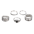 Miniatyrbild 1 av 4: 5-pack Carving Elephant Round Stone Stacking Ring för Kvinnor Retro Knuckle Smycken