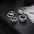 Miniatyrbild 3 av 4: 5-pack Carving Elephant Round Stone Stacking Ring för Kvinnor Retro Knuckle Smycken