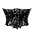 Miniatyrbilde 3 av 5: Blank topp i blank skinn med sexy bustier-korsett, uten skulderstropper, uten rygg, glidelås, kvinnetopp, avklippet topp, kvinneklær Black M