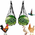 Pikkukuva 1 / 5: Heinäsyöttölaitteet, Nylon Chicken Fruit ja Vegetable Mesh Bag Hay Rack Kanan Coop Uusiokäyttöinen 57cm 2 kpl Musta