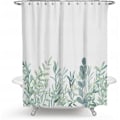 Miniatyrbillede 1 af 5: Bruseforhæng med 12 ringe til montering, 180x200 cm, grønne planter (D)