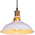 Miniatyrbillede 1 af 5: Vintage Industrielt Hængende Lys E27 Led Lampe Retro Loftlamper Skærm Til Køkken Spisestue Stue Soveværelse Restaurant, Hvid
