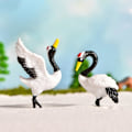 Miniatyrbillede 5 af 5: 3 x 3 stk. Figuriner Rødkronede Traner Giftfri Plast Imitation Traner Display Form Til Potteplante