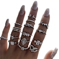 Miniatyrbild 3 av 5: 15 st/set Dam Bohemiska Rhinestone Stackbara Fingerringar Smycken Present För Dagligt Bruk