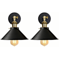 Miniatyrbillede 1 af 5: Sæt af 2 Industrielle Vægskænke Edison Stil Loftlampe Metal Retro Loftlampe med 180 Graders Rotation - 22CM, Sort