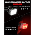 Miniatyrbillede 4 af 4: For- og baglygter til cykler, 8+12 lystilstande Ipx6 vandtæt LED-cykellygte, USB-genopladelige cykellygter til cykling, mtb, trekking, cykel, lang