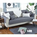 Miniatyrbillede 1 af 5: Moderne og enkel vævet vasket bomulds sofa pude, stof anti-slip læder sofa betræk pude (Grå ternet, 70*70CM)