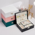 Miniatyrbillede 3 af 4: Rektangulær Smykkeæske til Kvinder og Piger Lille Rejse Smykkeæske til Ringe, Øreringe og Halskæder (Sort) -