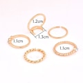 Miniatyrbillede 4 af 5: 5 stk Vintage Måne Knogle Finger Ring Sæt Bohemian Justerbar Led Smykker