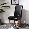 Miniatyrbild 1 av 5: Set med 2 stolsöverdrag i konstläder, vattentäta, eleganta, stretchiga stolsöverdrag med hög rygg, för matsal, bankett, bröllop, bruna