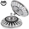 2 st. Diskhonssil/Diskhonstopp Diskhonstopphål Köks-/Badrumsavlopp Diameter 84 mm med Kulände, Rostfritt Stål