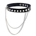 Miniatyrbillede 1 af 4: Spike Choker Halskæde Goth Kragekæde Punk Choker Kvinder Mænd Sort Læder Choker Cool Gothic Smykker orange